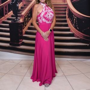 JJ House - A-line Scoop Floor-Length Chiffon Prom Dresses Size 8